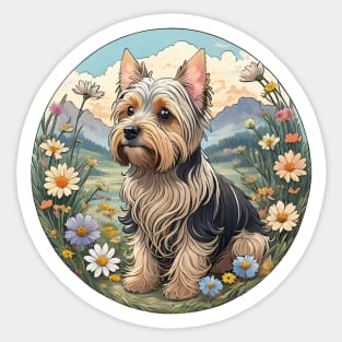 Yorkie Spring Flowers Sticker